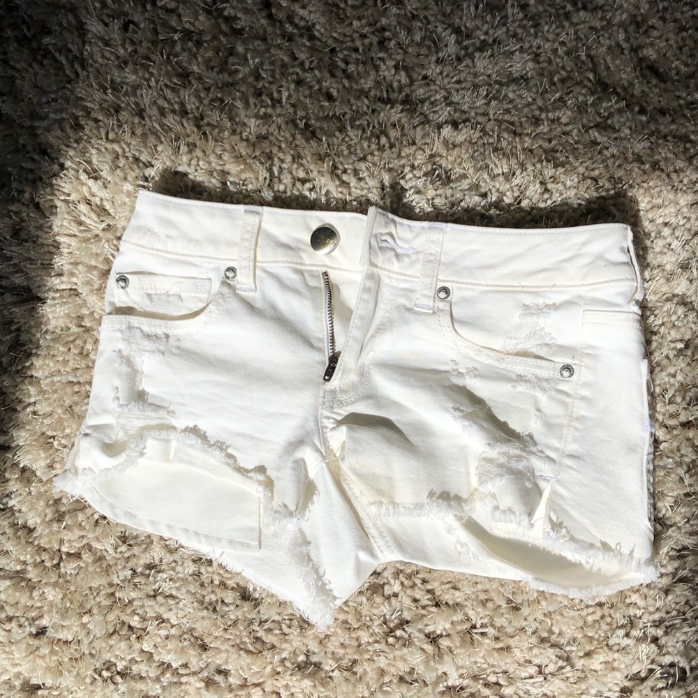American Eagle White Jean Shorts